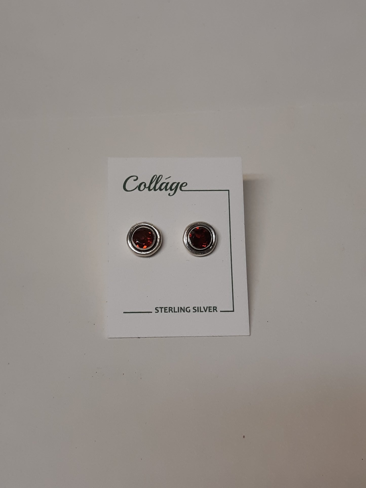 Sterling Silver Garnet Post Earring