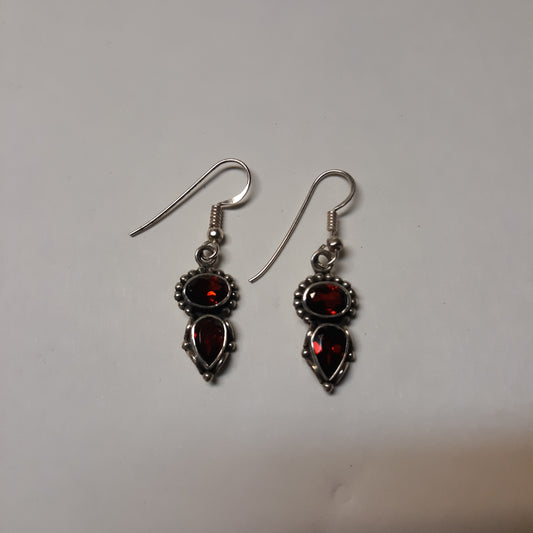 Sterling Silver Garnet Earrings