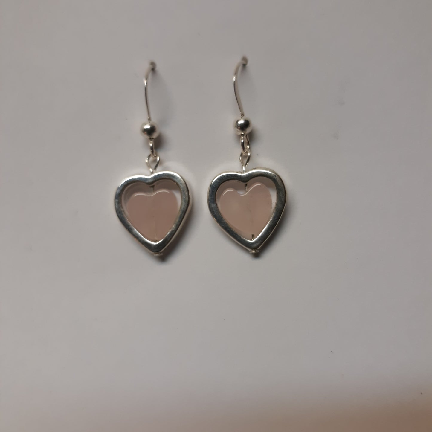 Sterling Silver Rose Quartz Heart Earring