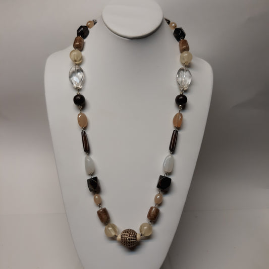 Natural Stone & Glass Necklace