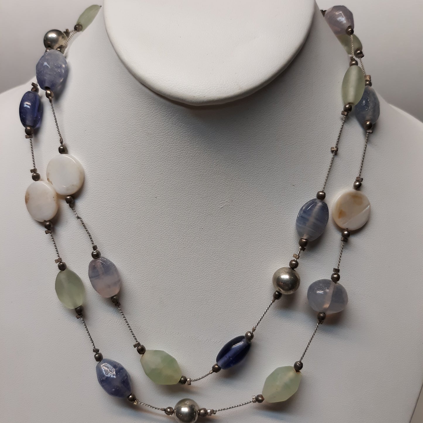 Frosted Glass & Shell Necklace