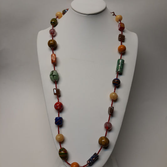 Multi-Color Glass Bead Necklace