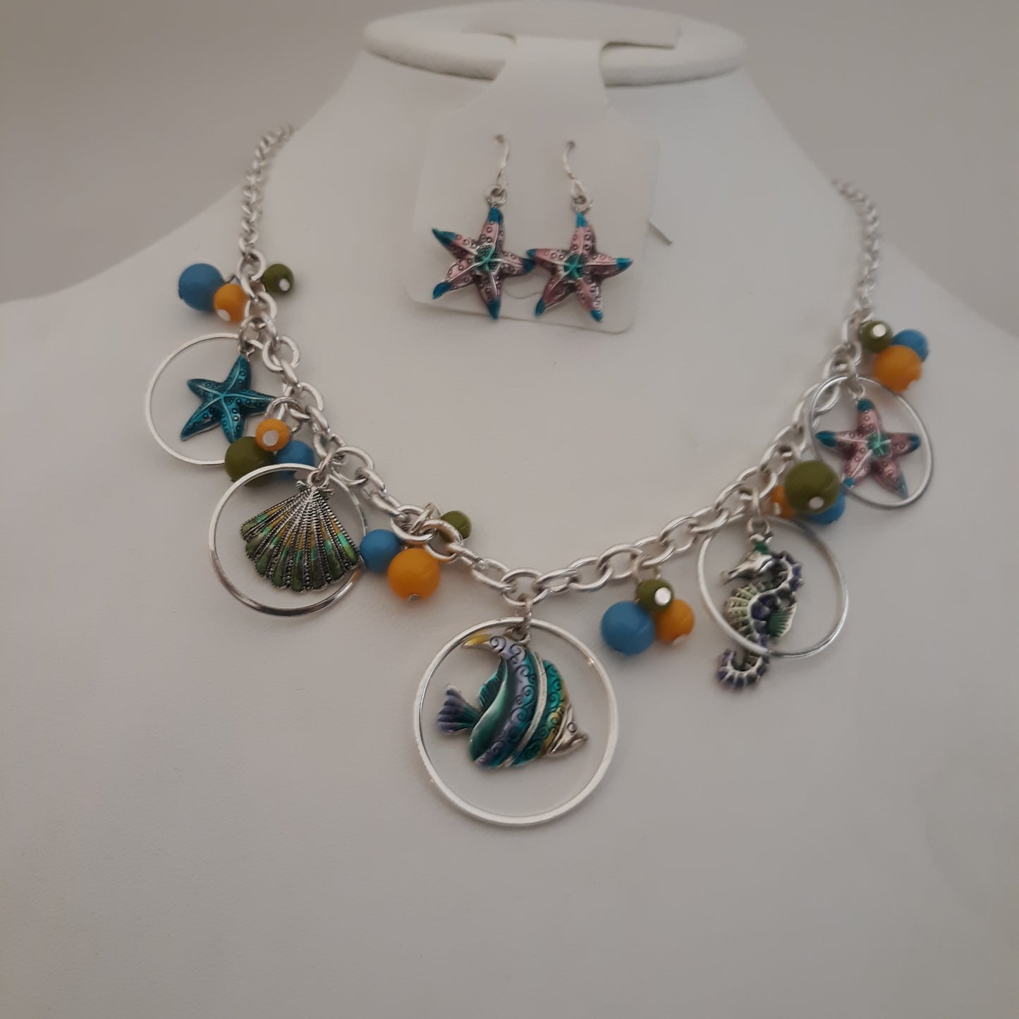 Nautical Summer Fun Necklace Earring Set