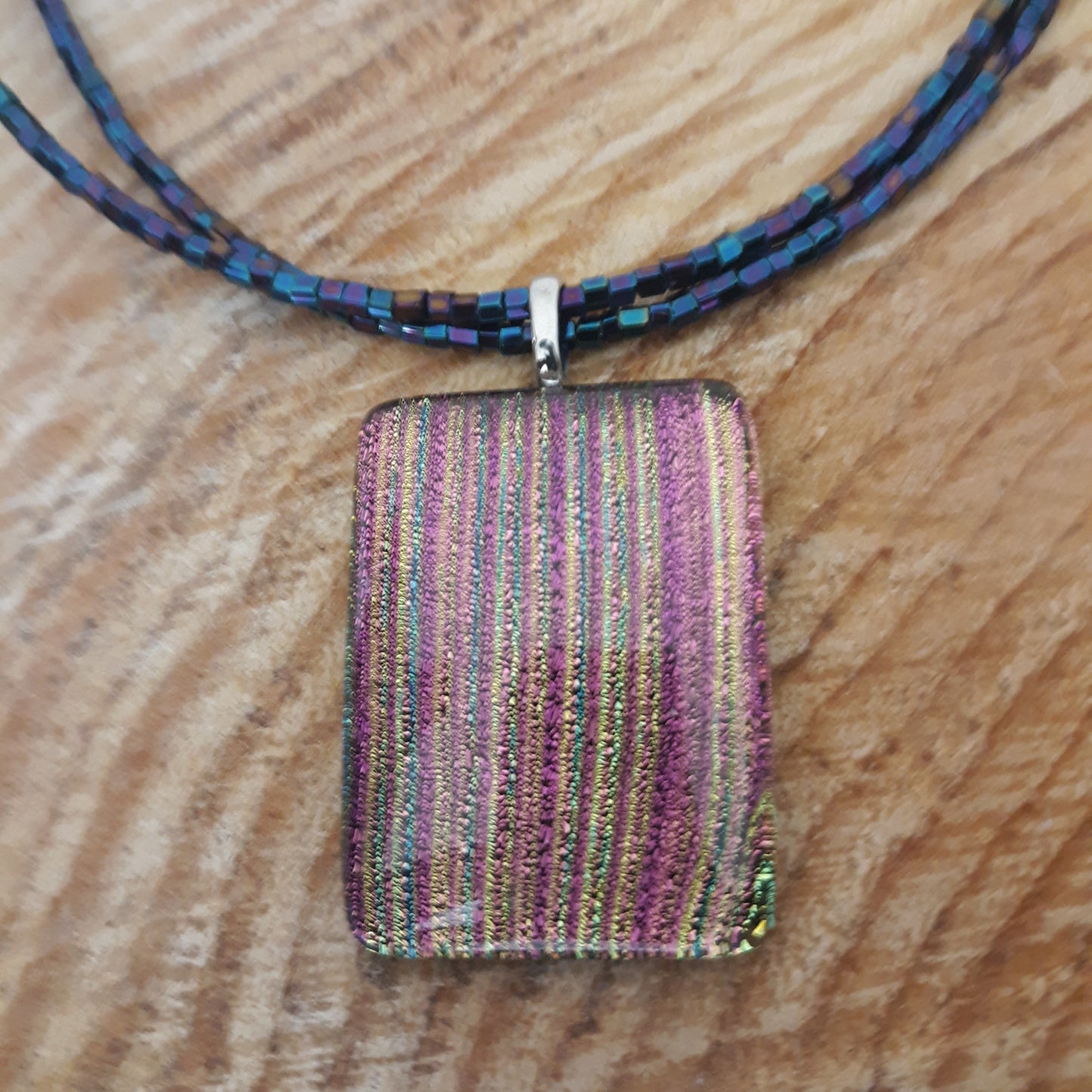 Iridescent Pink or Blue Pendant