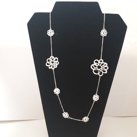 Silver Tone Floral Necklace