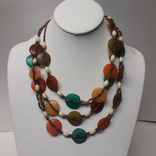 Triple Strand Earth Tone Necklace