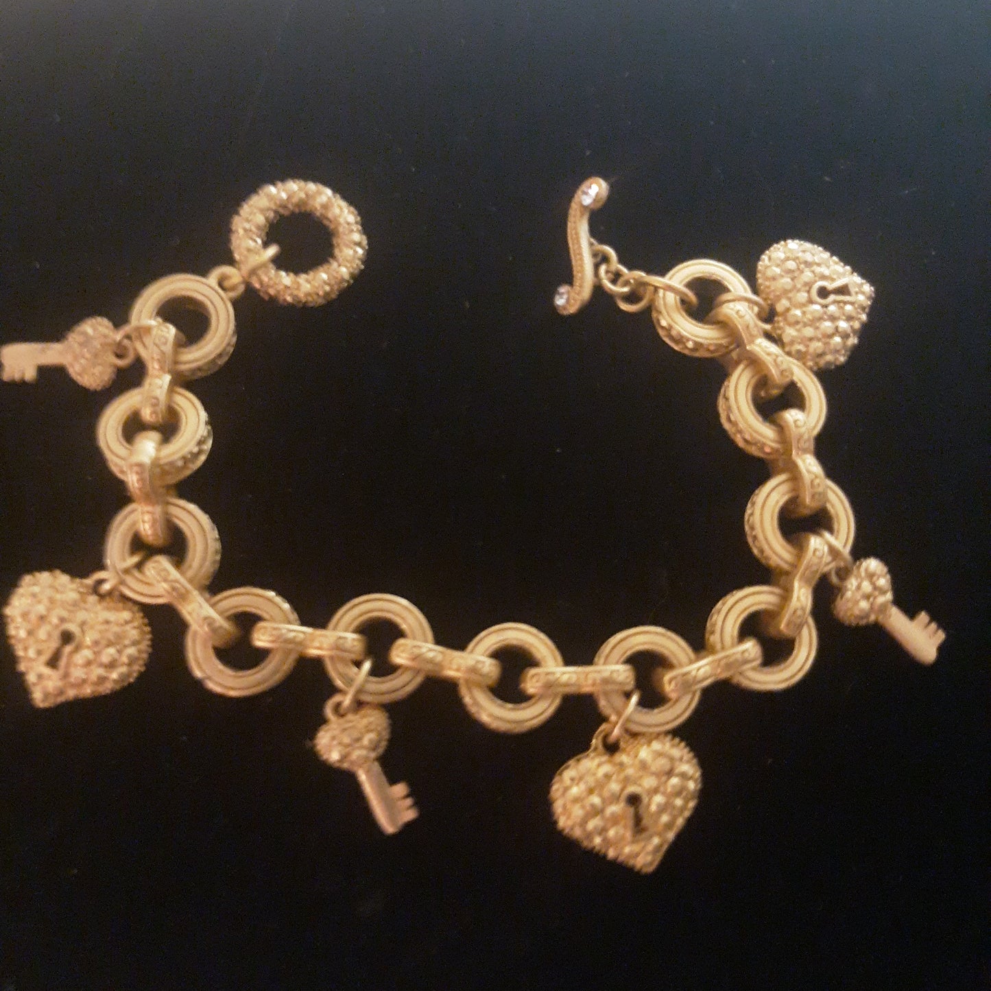 Heart Key Gold Tone Bracelet