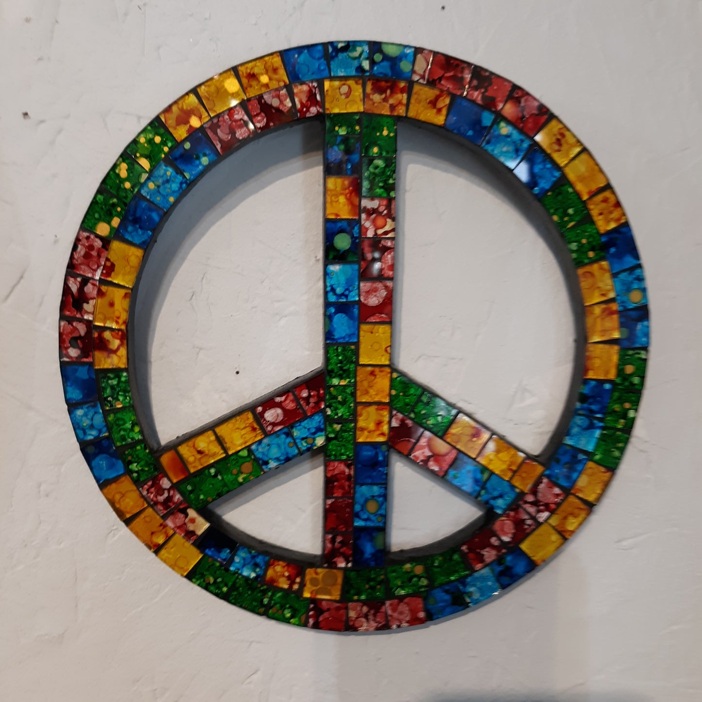 Peace Sign Wall Plaque - Handmade Glass Ceramic